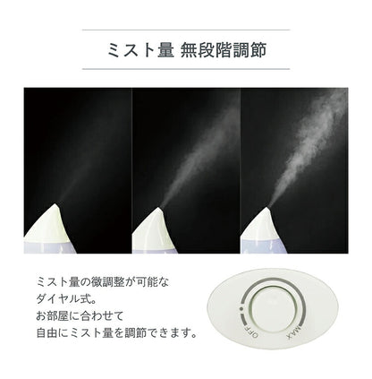 超音波加湿器 アロマ対応 超音波式 1.6L ミスト量無段階調節 上部給水 LEDライト付 静音 省エネ ホワイト ブラウン 木目 オフィス おしゃれ 卓上 据え置き 上から給水 上部給水式加湿器 上部給水型加湿器 アロマ加湿器