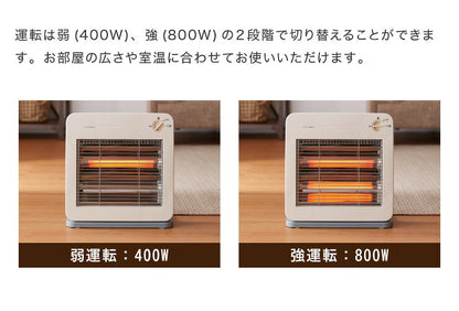 電気 ストーブ 800W 足元 ヒーター 400W 安全 シンプル ホワイト 薄型 軽量 冬 省エネ エコ 小型 コンパクト 転倒 OFF 電源 収納