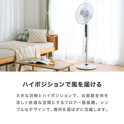 TEKNOS 40cmフロアー扇風機 ハイポジション フルリモコン 大型フロアー扇風機 大風量 ファン 40cm羽根 リビングファン 空気循環器 5枚羽根 ホワイト リモコン付き おしゃれ KI-F536R テクノス