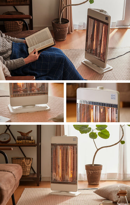 カーボンヒーター 2灯 省エネ 電気ヒーター 電気ストーブ 900W 450W 節電 ヒーター スリム 暖房 首振り 機能 転倒 OFF 切替 切り替え 温度 過昇防止 一人暮らし おしゃれ