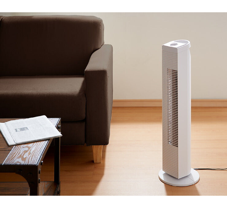 タワーファン 風量3段階 首振り 持ち手付 省スペース スリム シンプル 縦型 静音 タワー型 扇風機