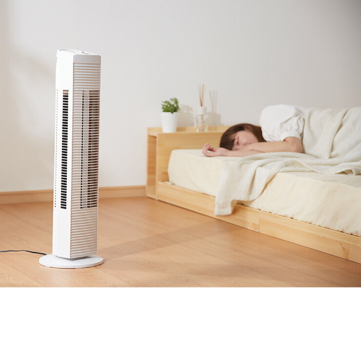 タワーファン 風量3段階 首振り 持ち手付 省スペース スリム シンプル 縦型 静音 タワー型 扇風機