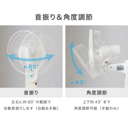 壁掛け扇風機 リモコン付き 30cm 5枚羽根 フラットガード 首振り 風量3段階 切タイマー付き 静音 サーキュレーター 扇風機 おしゃれ 脱衣所 換気