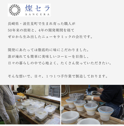 波佐見焼 ekubo one drip セラミックコーヒーフィルター(1杯用) 保護ホルダー付き (燦セラ セラミック製 コーヒーフィルター プロの味 職人技 ろ過 家カフェ お手入れ簡単 コーヒー(代引不可)