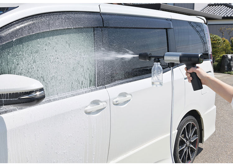 7.2V充電式コンパクト洗浄ガン 高圧洗浄機 洗車用 洗車 コンパクト 持ち運び ハンディ ガーデニング アウトドア キャンプ EARTH MAN WM-72LiA