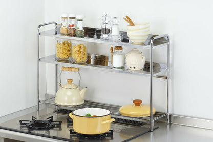 日本製 燕三条 コンロ奥ラック 3段 ステンレス棚 キッチンラック キッチン収納 ステンレスラック 調味料ラック スパイスラック AK-108 ステンレス(代引不可)