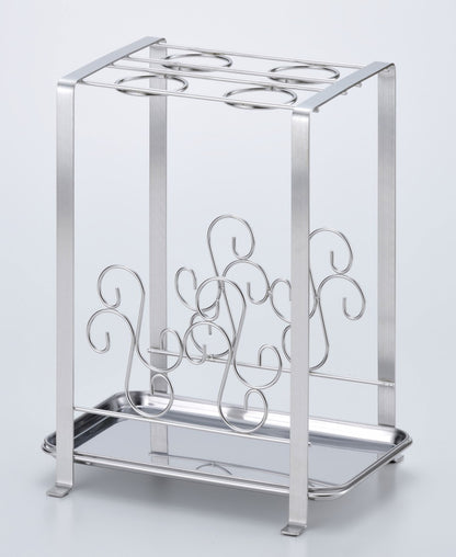 日本製 燕三条 ステンレス製 エレガント傘立て おしゃれ 外して洗えるトレー付き 傘立てスタンド 可愛い かわいい アンブレラスタンド 玄関収納 スリム AK-120 省スペース(代引不可)