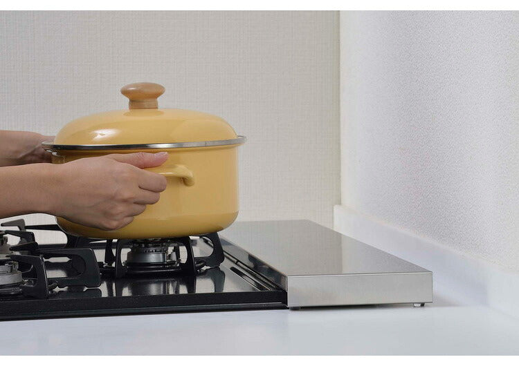 日本製 燕三条 頑丈フラット排気口カバー 耐荷重20kg 幅60cm用 ステンレス製 排気口 カバー コンロ奥ラック レンジガード コンロラック 油はねガード ロータイプ スリム フラット スマート キッチン(代引不可)