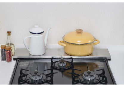 日本製 燕三条 頑丈フラット排気口カバー 耐荷重20kg 幅75cm用 ステンレス製 排気口 カバー コンロ奥ラック レンジガード コンロラック 油はねガード ロータイプ スリム フラット スマート キッチン(代引不可)