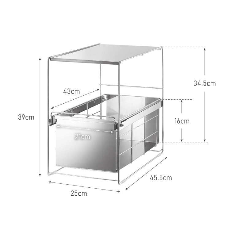 日本製 燕三条 シンク下 スムーズ引き出しラック 1段 幅25cm 頑丈 シンク下収納バスケット ステンレス製 シンク下収納 スライド ラック キッチン収納 引出し 隙間収納 すき間収納 おしゃれ(代引不可)