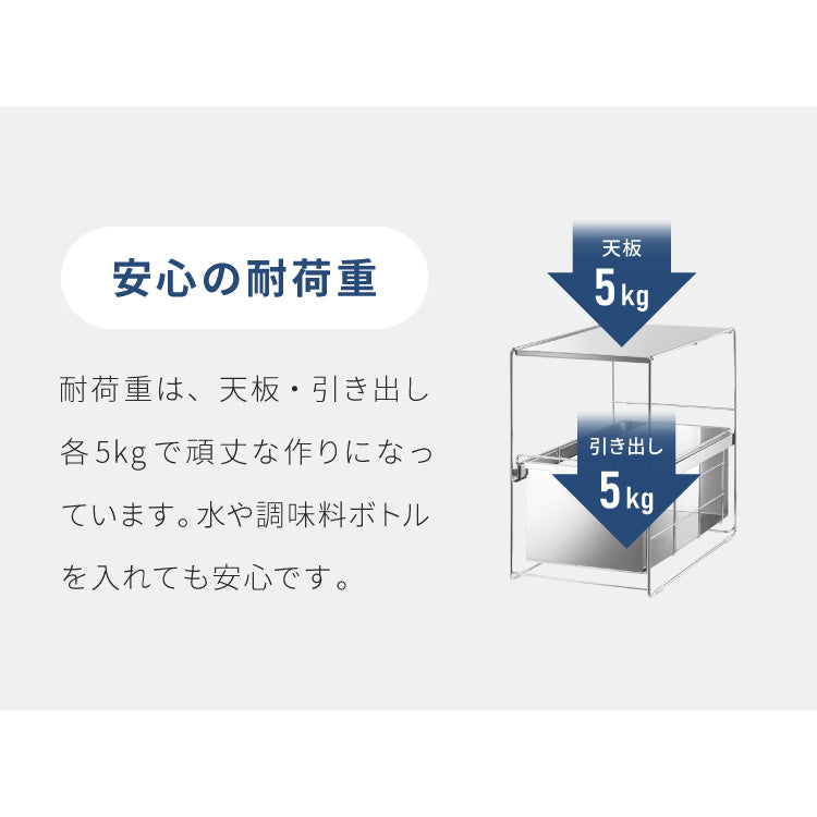 日本製 燕三条 シンク下 スムーズ引き出しラック 1段 幅25cm 頑丈 シンク下収納バスケット ステンレス製 シンク下収納 スライド ラック キッチン収納 引出し 隙間収納 すき間収納 おしゃれ(代引不可)