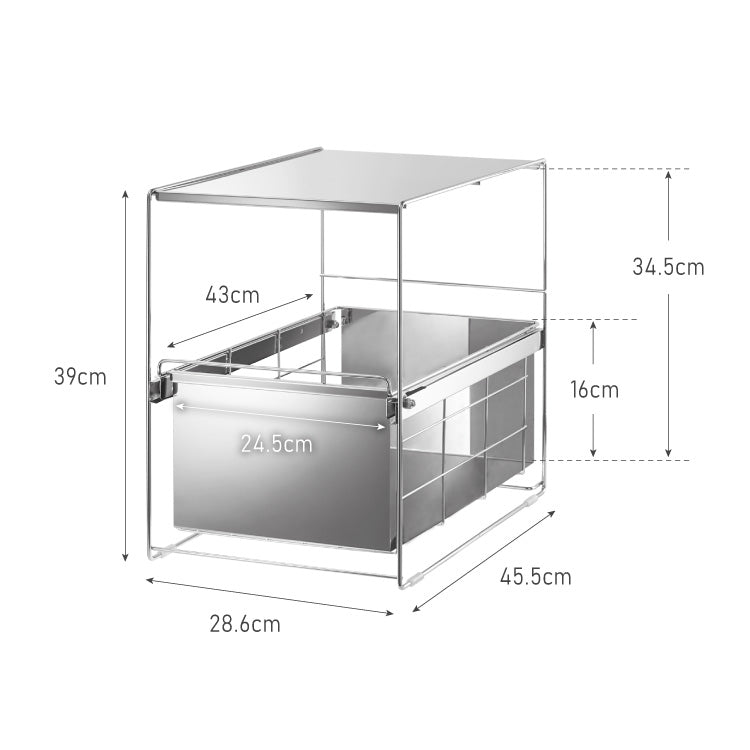 日本製 燕三条 シンク下 スムーズ引き出しラック 1段 幅28.6cm 頑丈 シンク下収納バスケット ステンレス製 シンク下収納 スライド ラック キッチン収納 引出し 隙間収納 すき間収納 おしゃれ(代引不可)