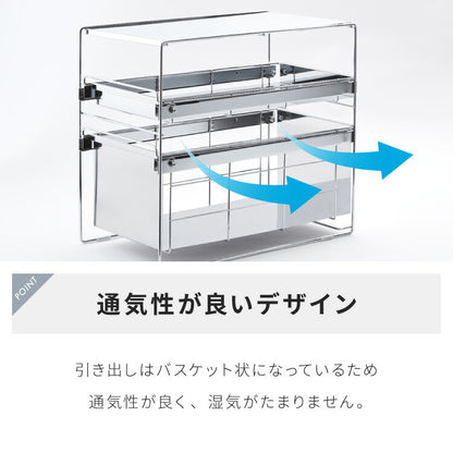 日本製 燕三条 シンク下 スムーズ引き出しラック 2段 幅25cm 頑丈 シンク下収納バスケット ステンレス製 シンク下収納 スライド ラック キッチン収納 引出し 隙間収納 すき間収納 おしゃれ(代引不可)