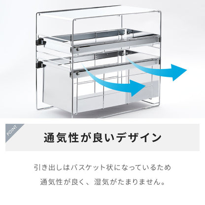 日本製 燕三条 シンク下 スムーズ引き出しラック 2段 幅28.6cm 頑丈 シンク下収納バスケット ステンレス製 シンク下収納 スライド ラック キッチン収納 引出し 隙間収納 すき間収納 おしゃれ(代引不可)