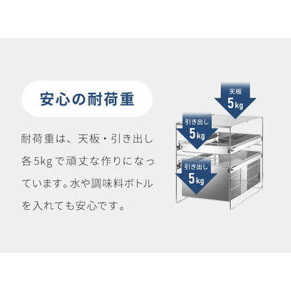 日本製 燕三条 シンク下 スムーズ引き出しラック 2段 幅28.6cm 頑丈 シンク下収納バスケット ステンレス製 シンク下収納 スライド ラック キッチン収納 引出し 隙間収納 すき間収納 おしゃれ(代引不可)