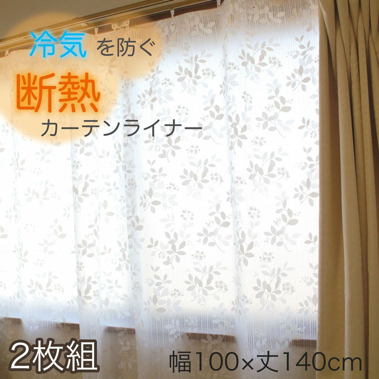 ビニールカーテン 断熱 100×140cm 防寒カーテン レースリーフ柄 冷気を防ぐ 暖房 冷房 窓 冷気遮断 冷暖房効率UP 省エネ 抗菌 防カビ UVカット 断熱カーテンライナー採光 遮光 無地 シンプル 腰高窓(代引不可)