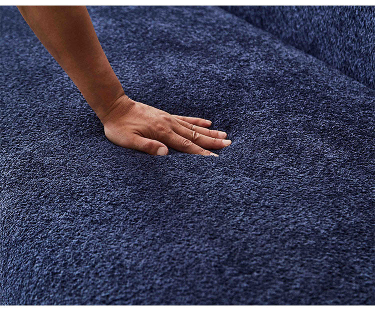 ソファ 3人掛け 幅265cm カウチソファ ブークレ生地 おしゃれ リビング ローソファ リラックスチェア ブルー チェア ウェーブ カーブ(代引不可)