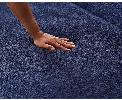 ソファ 3人掛け 幅265cm カウチソファ ブークレ生地 おしゃれ リビング ローソファ リラックスチェア ブルー チェア ウェーブ カーブ(代引不可)