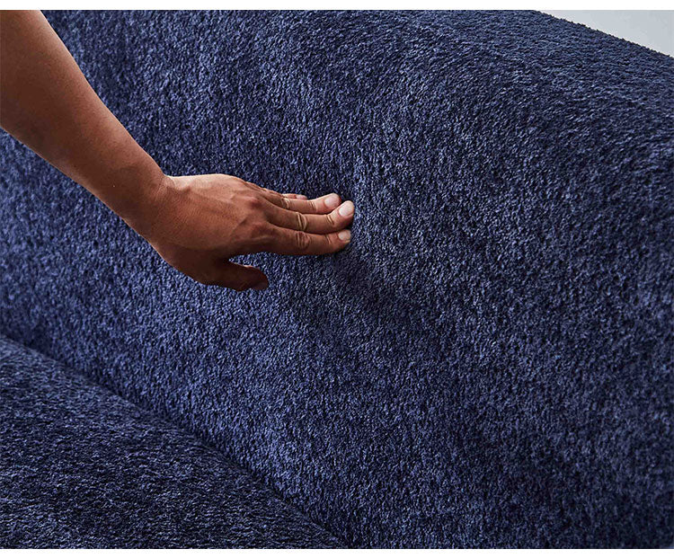 ソファ 3人掛け 幅265cm カウチソファ ブークレ生地 おしゃれ リビング ローソファ リラックスチェア ブルー チェア ウェーブ カーブ(代引不可)