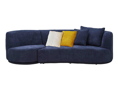 ソファ 3人掛け 幅265cm カウチソファ ブークレ生地 おしゃれ リビング ローソファ リラックスチェア ブルー チェア ウェーブ カーブ(代引不可)