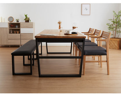 ダイニングテーブルセット ダイニング4点セット 4人掛け 150×85 ダイニングセット 無垢材 ベンチ スクエア脚 肘付き ダイニング チェア 天板30mm厚(代引不可)