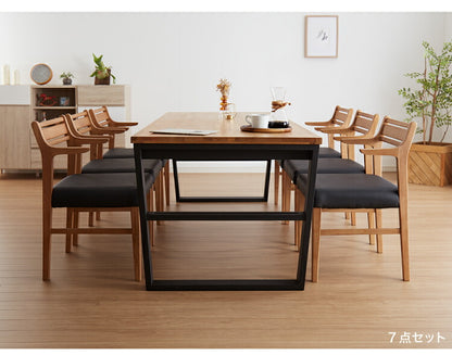 ダイニングテーブルセット ダイニング5点セット 4人掛け 150×85 ダイニングセット 無垢材 スクエア脚 肘付き ダイニング チェア 天板30mm厚(代引不可)