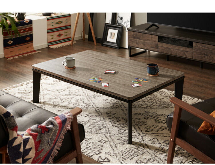 こたつ フラットヒーター 幅120 120×80 炬燵 コタツ 木目 ビンテージ おしゃれ 長方形 家具調こたつ 年中使える ナチュラル ブラウン ローテーブル センターテーブル(代引不可)