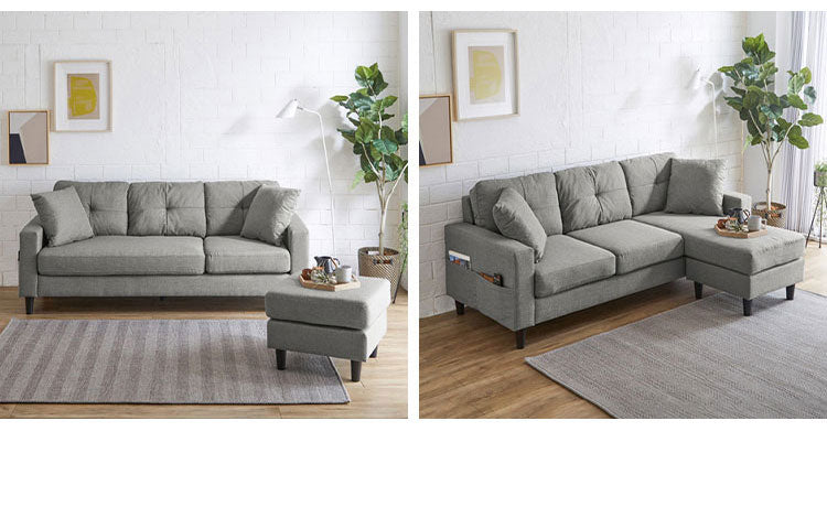 カウチソファ 幅188cm 3人掛け A4対応 サイドポケット付き おしゃれ 北欧 シンプル 肘あり 肘置き リビングソファー 新生活 収納 高級(代引不可)