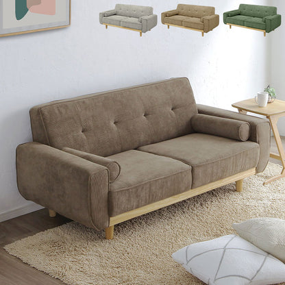 ソファ 2.5人掛け 幅160cm 円柱型クッション付き 肘あり 肘置きコーデュロイ おしゃれ 北欧 ローソファ 木目 脚 フロアソファ リビングソファー ソファー 新生活 2人掛け 3人掛け(代引不可)