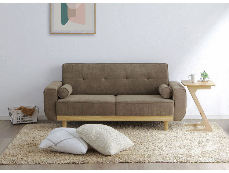 ソファ 2.5人掛け 幅160cm 円柱型クッション付き 肘あり 肘置きコーデュロイ おしゃれ 北欧 ローソファ 木目 脚 フロアソファ リビングソファー ソファー 新生活 2人掛け 3人掛け(代引不可)