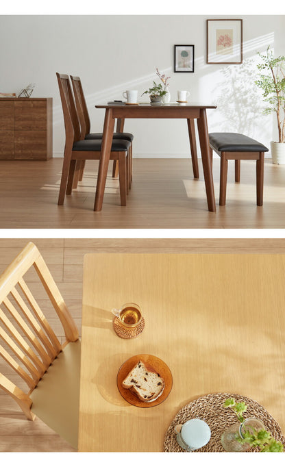ダイニングセット 4人掛け ダイニング 4点セット 幅135 ベンチ ウォールナット オーク 天然木 食卓テーブル おしゃれ 北欧 食卓テーブル ハイバックチェア 座面PVC(代引不可)