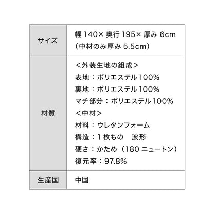 RISE 高反発マットレス 厚さ6cm 180N ダブル ライズ東京 ゼログラビティ 硬質ウレタン 3つ折り マットレス ベッドマットレス トッパー 体圧分散 寝返り ヘたりにくい 高反発