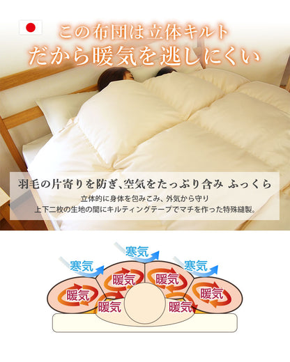 日本製 増量1.1kg ダウン93% 羽毛布団 シングル オゾン加工 殺菌 【生地おまかせ】 (ロイヤル ゴールドラベル) シングルロング