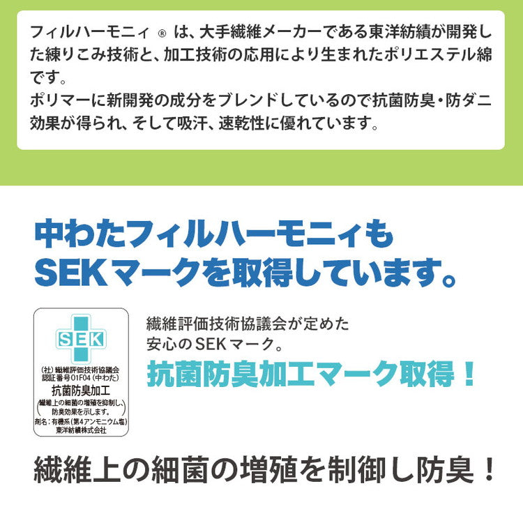 ちょっと小さめ掛布団 W抗菌防臭 SSS 115×170cm 日本製 二段ベッド用 東洋紡 掛け布団 セミシングルショート ジュニアサイズ 洗える 抗菌 防臭 防ダニ フィルハーモニー 小さめ 軽い 軽量 掛け布団