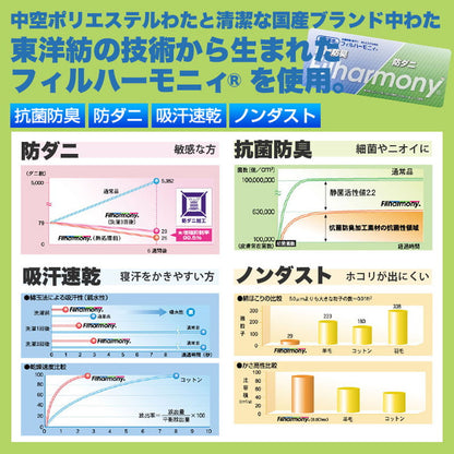 ちょっと小さめ掛布団 W抗菌防臭 SS 130×185cm 日本製 二段ベッド用 東洋紡 掛け布団 セミシングルショート ジュニアサイズ 洗える 抗菌 防臭 防ダニ フィルハーモニー 小さめ 軽い 軽量 掛け布団