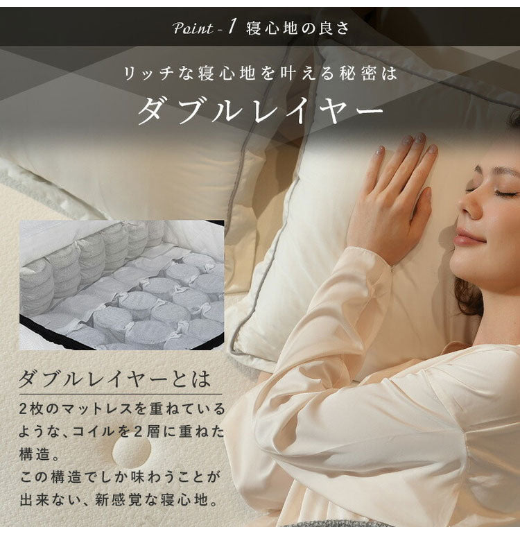ダブルレイヤー ポケットコイルマットレス 極厚27cm セミダブル 2層構造 高密度コイル 圧縮梱包 3Dメッシュ ベッドマットレス ダブルレイヤー 通気性 ベッドマット 寝具 高密度 コイルマットレス