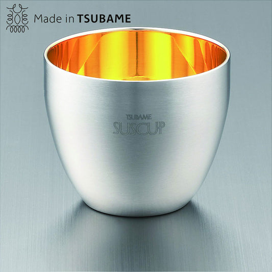 18-8ステンレス二重構造 さくらぐい呑み(内面24金メッキ)(代引不可)