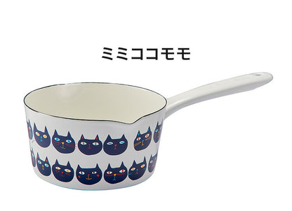 プルーン ホーローミルクパン 15cm RD カラフルキャット 猫 キュート プチホーロー食器 ミミ ココ 日本製(代引不可)