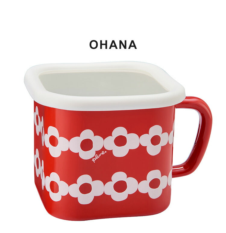 Plune. ホーローマルチスクエアポット RD ドット 猫 キュート プチホーロー食器 ミミ ココ モモ 丸い 日本製(代引不可)