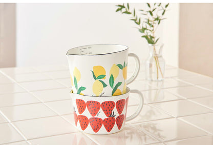 プルーン ホーローメジャーカップ S レモン 猫 キュート プチホーロー食器 ミミ ココ モモ 丸い チャーミング(代引不可)