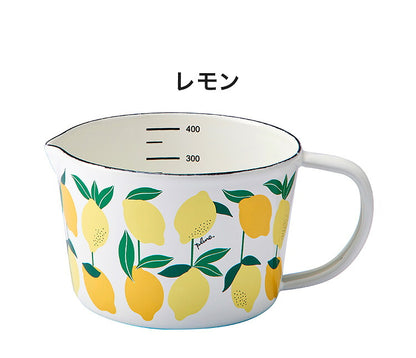 プルーン ホーローメジャーカップ S レモン 猫 キュート プチホーロー食器 ミミ ココ モモ 丸い チャーミング(代引不可)