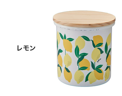 プルーン ホーローキャニスター レモン 猫 キュート プチホーロー食器 ミミ ココ モモ 丸い チャーミング 日本製(代引不可)