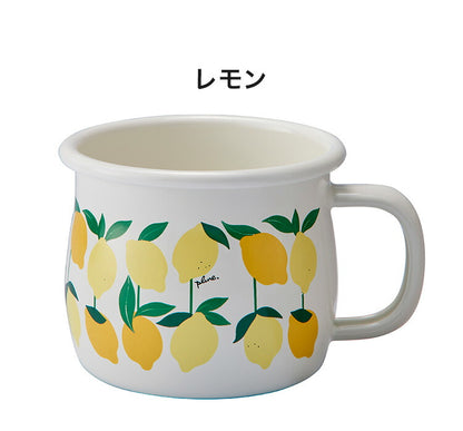 プルーン ホーローマグカップ 7cm レモン 猫 キュート プチホーロー食器 ミミ ココ モモ 丸い チャーミング(代引不可)
