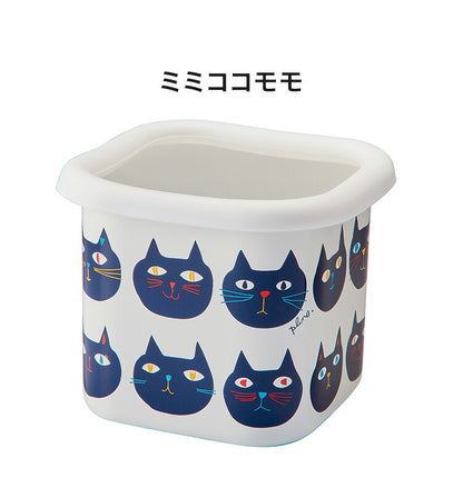 プルーン ホーローキューブストッカーS レモン 猫 キュート プチホーロー食器 ミミ ココ モモ 丸い 日本製(代引不可)