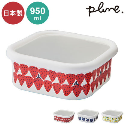 プルーン ホーロースクエアストッカーL レモン 猫 キュート プチホーロー食器 ミミ ココ モモ 丸い 日本製(代引不可)