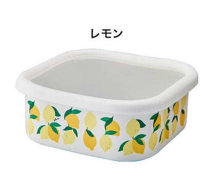 プルーン ホーロースクエアストッカーL レモン 猫 キュート プチホーロー食器 ミミ ココ モモ 丸い 日本製(代引不可)