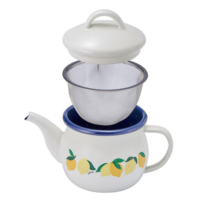 プルーン ホーローティーポット レモン 猫 キュート ミミ ココ モモ 丸い チャーミング 新潟県燕市 日本製(代引不可)