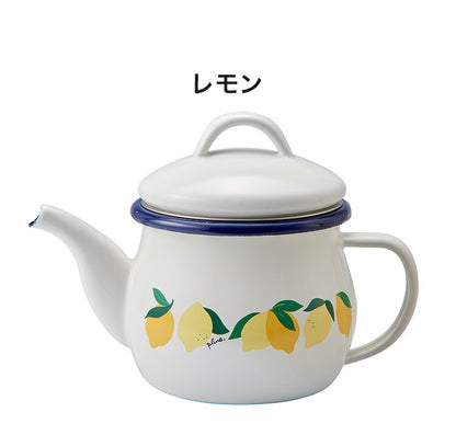 プルーン ホーローティーポット レモン 猫 キュート ミミ ココ モモ 丸い チャーミング 新潟県燕市 日本製(代引不可)