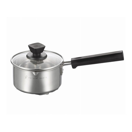 ミニ片手鍋 ガラス蓋付 14cmタイプ 両口付 片手鍋(代引不可)