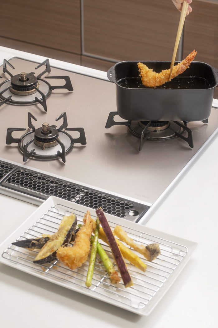 天ぷら鍋 ミニ天ぷら 角型 ミニ揚げ物鍋 スクエア ステンレスバット3枚セット IH対応[ガス火もOK] 揚げ鍋 揚げ物 天ぷら お弁当用 ミニ 少量 小型 小さめ 小さい 1人用 2人用 鉄 鉄製(代引不可)